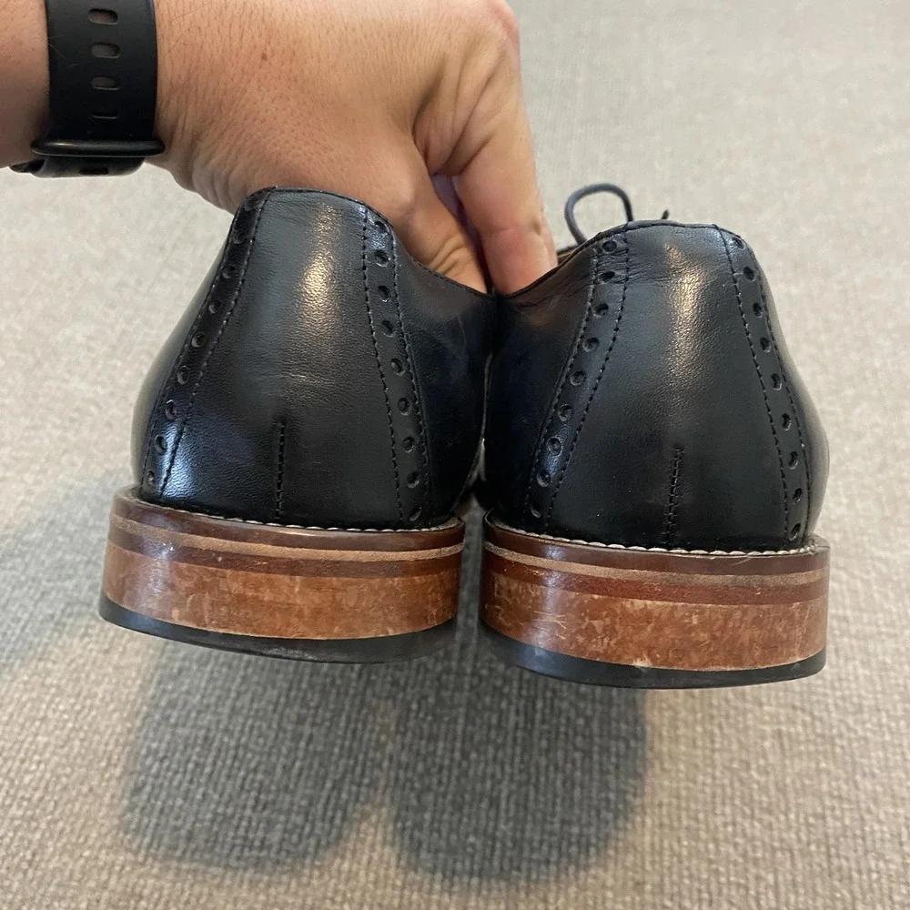 Johnston & Murphy Shoes Mens Size 12 M Black Leather Cap Toe Derby Dress 59-2065